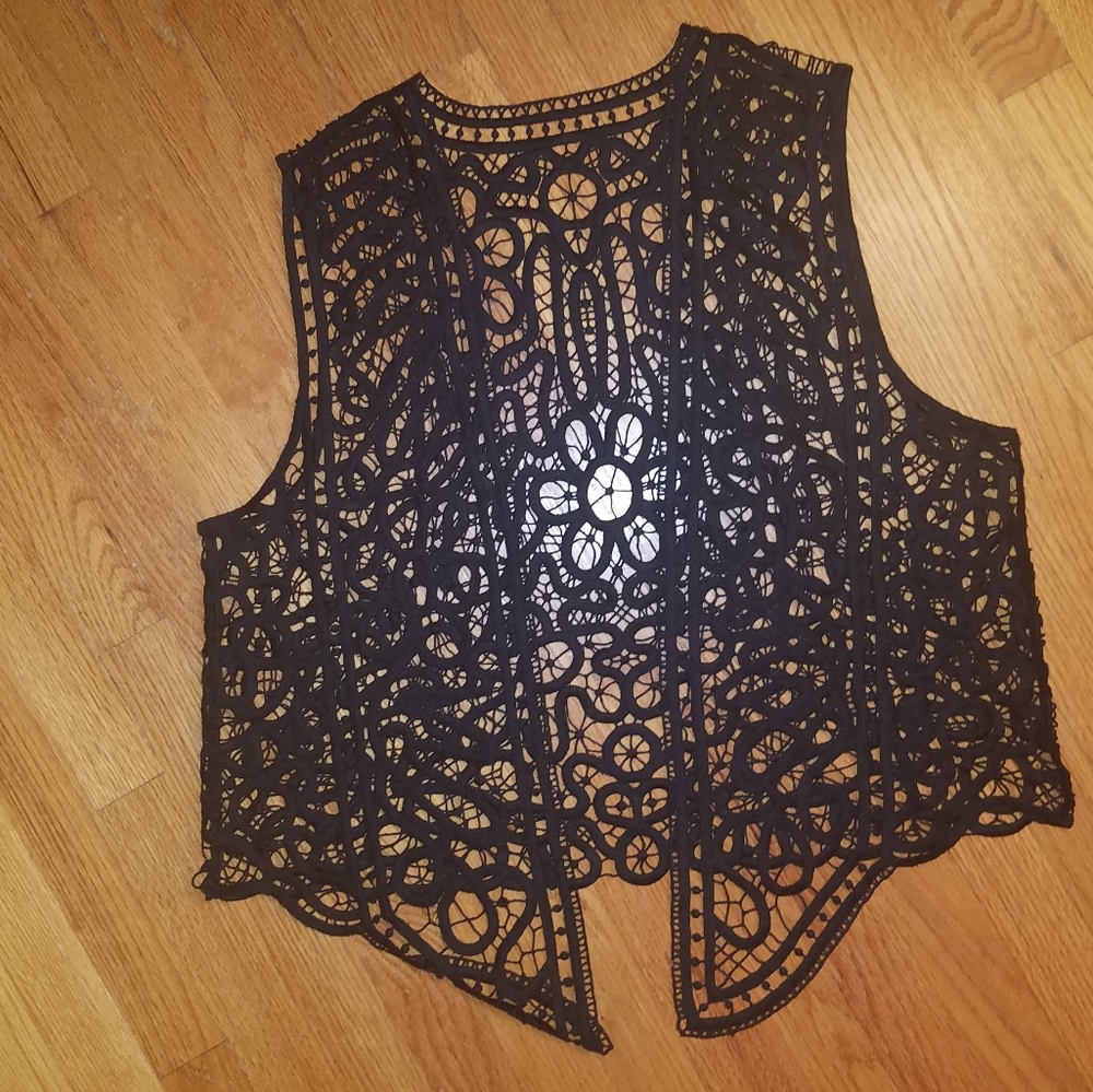 Open Weave Boho Vest Crop Top